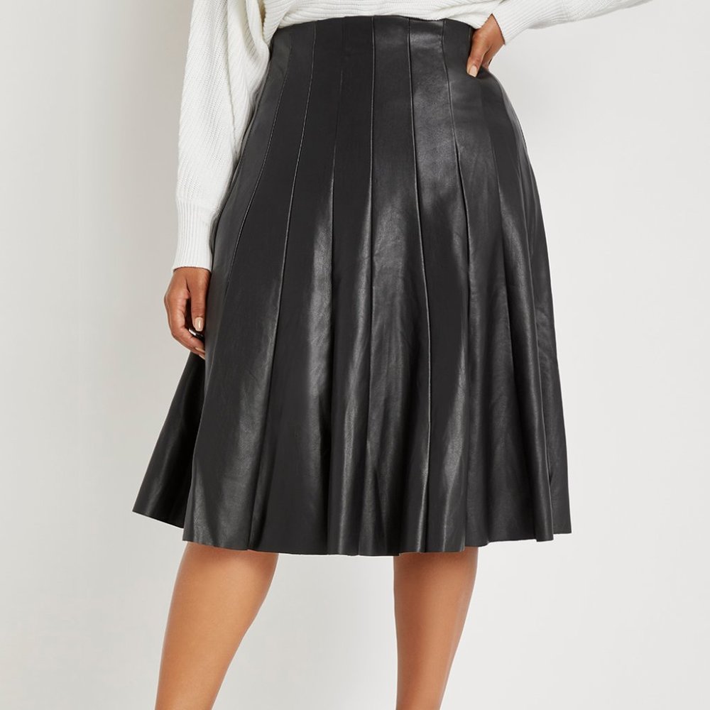 Eloquiii Faux Leather Trumpet Skirt